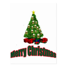 Merry christmas beer tree with presents postcards