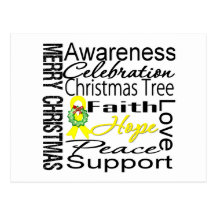 Merry Christmas Bladder Cancer Ribbon Collage Post Card