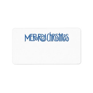 Merry Christmas blue Address Label label