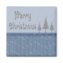 Merry Christmas Blue and Silver Magnet by Jamene Merry Christmas Blue and Silver Magnet