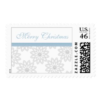 Merry Christmas Blue and White Snowflake Stamp stamp