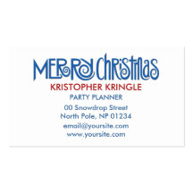 Merry Christmas blue Business Card