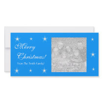 Merry Christmas Blue Frame w/ Stars photo cards