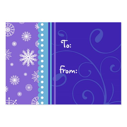 Merry Christmas Blue Purple Snowflakes Gift Tags Business Cards (front side)