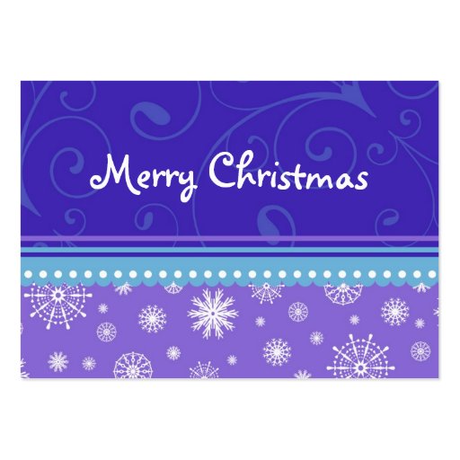Merry Christmas Blue Purple Snowflakes Gift Tags Business Cards (back side)