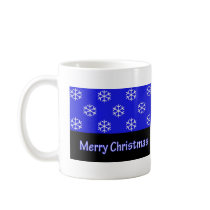 Merry Christmas Blue Snow Flake mugs