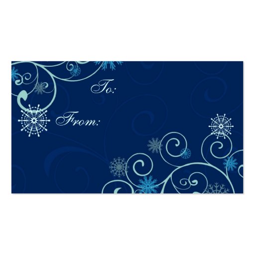 Merry Christmas Blue Snowflakes Gift Tags Business Card Templates
