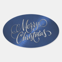 Merry Christmas Blue Sticker Embossed Look