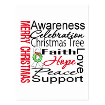 Merry Christmas Bone Cancer Ribbon Collage Postcard
