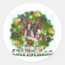 Merry Christmas Boston Terrier Sticker