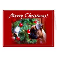 Merry Christmas boxer puppy greeting card