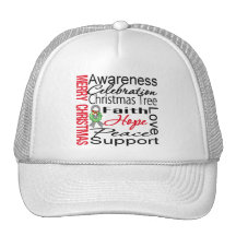 Merry Christmas Brain Cancer Ribbon Collage Trucker Hats