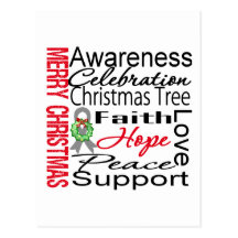 Merry Christmas Brain Cancer Ribbon Collage Postcard