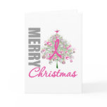 Merry Christmas Breast Cancer Pink Ribbon Wreath Greeting Card