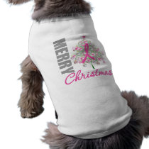 Merry Christmas Breast Cancer Pink Ribbon Wreath pet clothing