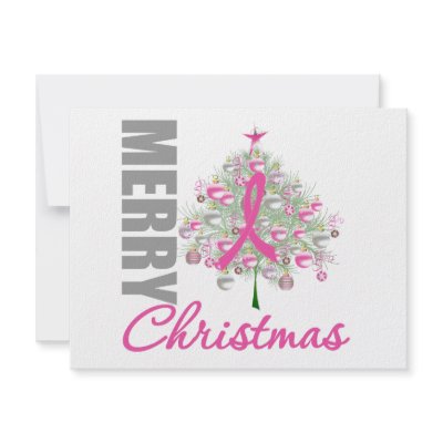 Merry Christmas Breast Cancer Pink Ribbon Wreath invitations