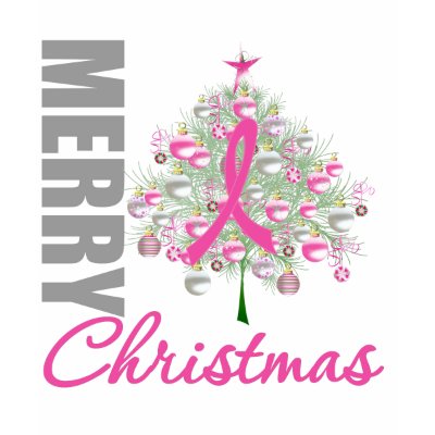 Merry Christmas Breast Cancer Pink Ribbon Wreath t-shirts