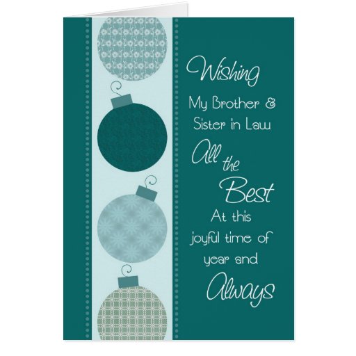 Merry Christmas Brother and Sister in Law Card | Zazzle