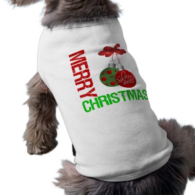 Merry Christmas Bulb Ribbon Ornanment Pet Tee Shirt