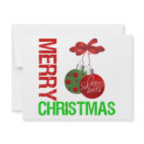Merry Christmas Bulb Ribbon Ornanment invitations by giftsforawareness Merry Christmas Bulb Ribbon Ornanment invitations