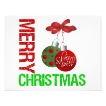Merry Christmas Bulb Ribbon Ornanment Personalized Invitations