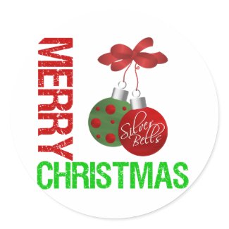 Merry Christmas Bulb Ribbon Ornanment sticker