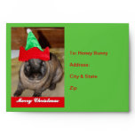 Merry Christmas Bunny With Holiday Rabbit Hat Gift envelopes