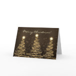 Merry Christmas Card Elegant Sparkling Trees Black