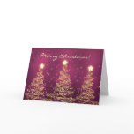 Merry Christmas Card Elegant Sparkling Trees Pink
