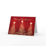 Merry Christmas Card Elegant Sparkling Trees Red