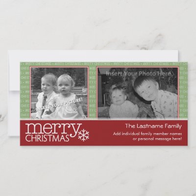 Merry Christmas card with 2 photos Photo Greeting Card