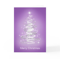 Merry Christmas Cards with Tree in Purple