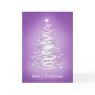 Merry Christmas Cards with Tree in Purple card