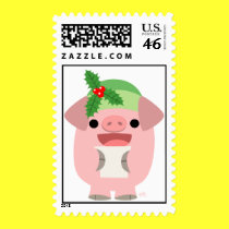 Merry Christmas!! cartoon piglet 1 postage stamp