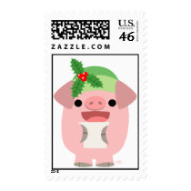Merry Christmas!! cartoon piglet 1 postage stamp