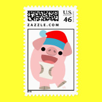 Merry Christmas!! cartoon piglet 3 postage stamp
