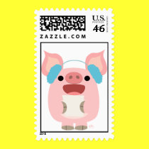 Merry Christmas!! cartoon piglet 5 postage stamp