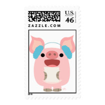 Merry Christmas!! cartoon piglet 5 postage stamp