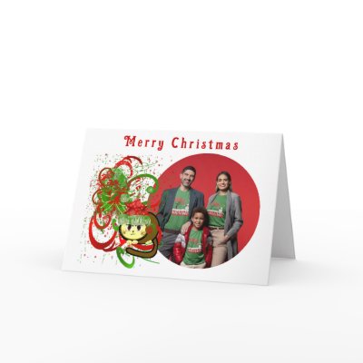Merry Christmas Cat  Paint Splat Swirlies - Cards by samack