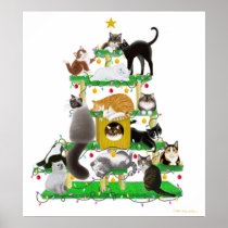 Merry Christmas Cat Tree Print