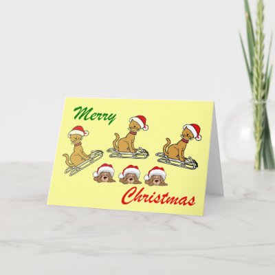 Merry Christmas Cats and dogs Christmas greeting cards