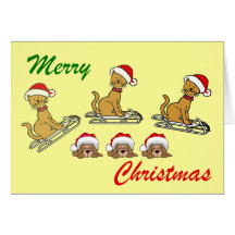 Merry Christmas Cats and dogs Christmas greeting Cards