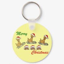 Merry Christmas Cats and dogs Christmas greeting keychains