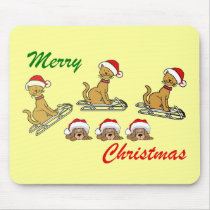 Merry Christmas Cats and dogs Christmas greeting mousepads