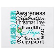Merry Christmas Cervical Cancer Ribbon Collage flyers by cancerapparel Merry Christmas Cervical Cancer Ribbon Collage flyers