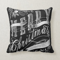 Merry Christmas Chalkboard Hand Lettering Throw Pillow