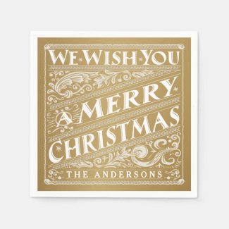 MERRY CHRISTMAS CHALKBOARD PERSONALIZED NAPKINS STANDARD COCKTAIL NAPKIN