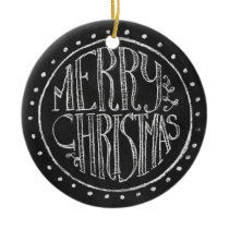 Merry Christmas Chalkboard Typography Ornament ornaments