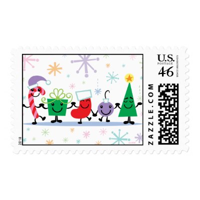 Merry Christmas Characters postage by SBeise