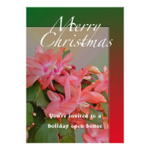 Merry Christmas Christmas Cactus Flowers Personalized Invitations